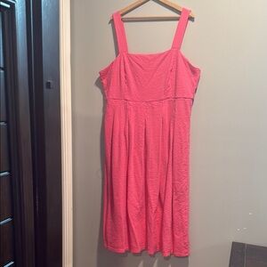 Boden Seersucker Pink Sleeveless Midi Sleeveless Sundress Dress Plus Women’s 22